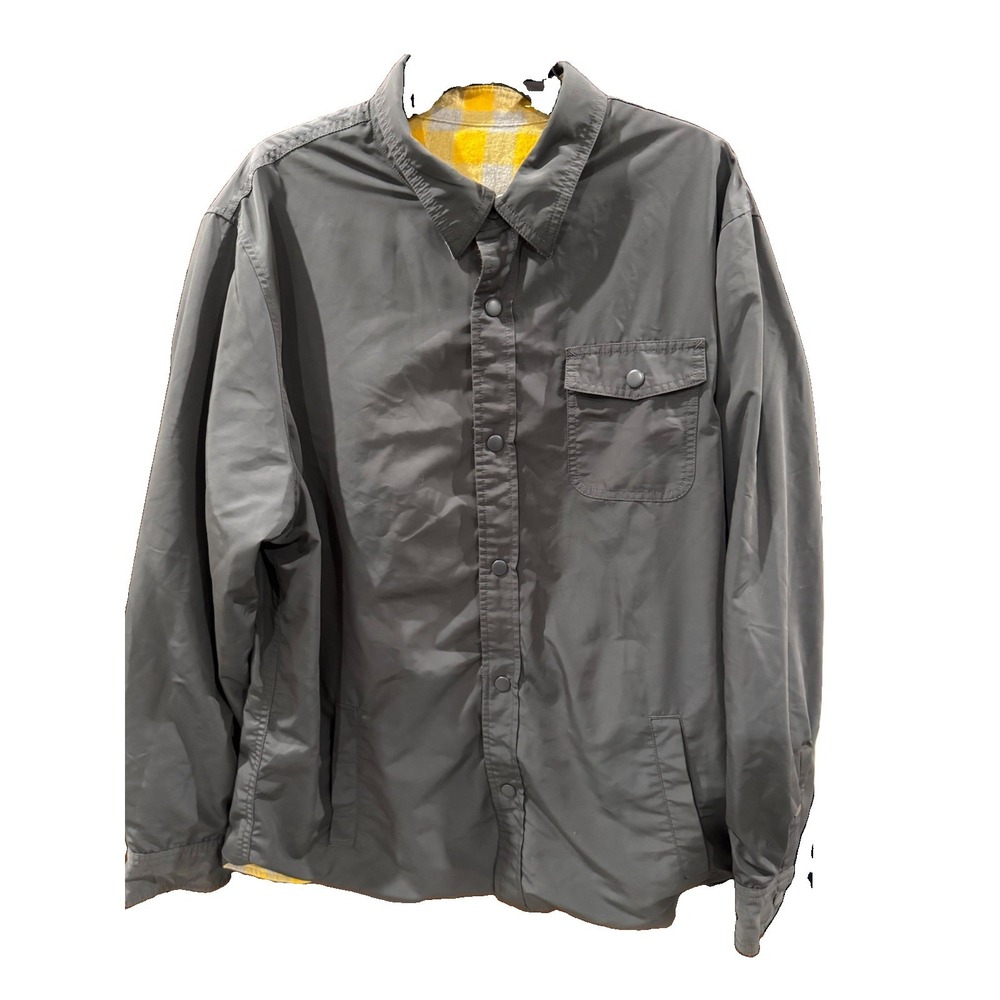 Lands End Jacket Size Large Reversible Fleece / Water Resistant Full Zip Gray